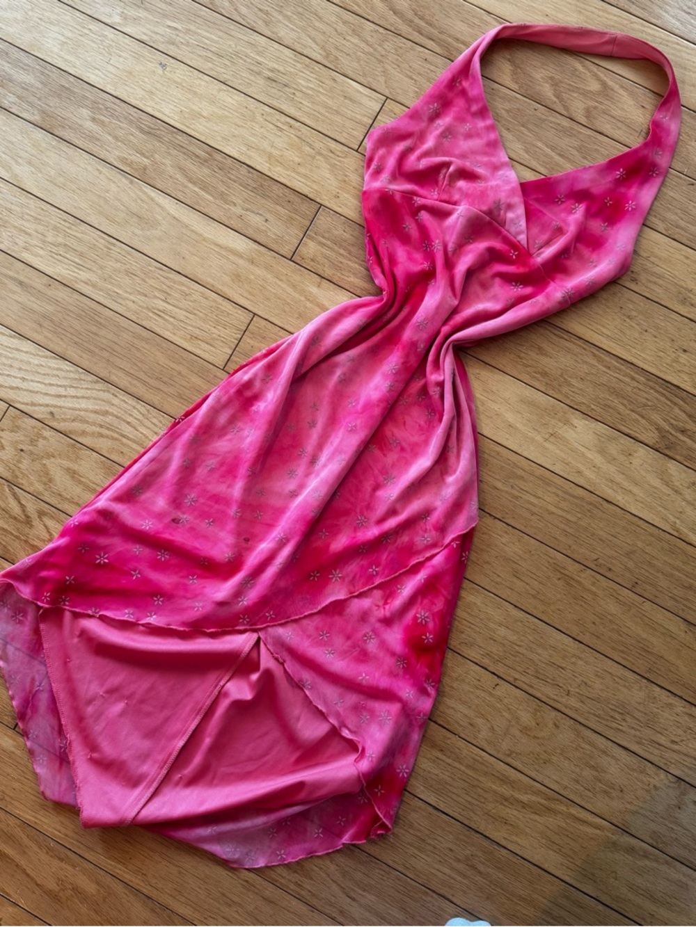 Y2K Jodi Kristopher Pink Tie-Dye Halter Dress ✿ Asymmetrical Fairy Grunge